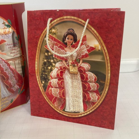 *RARE* FRENCH EDITION Brunette 1997 Holiday Barbie 10th Anniversary Set - Picture 6 of 11